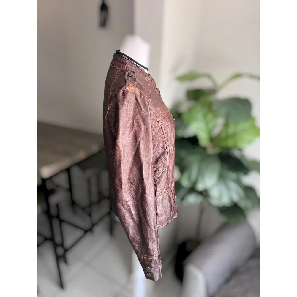 Maurices Size L Faux Leather Moto Jacket